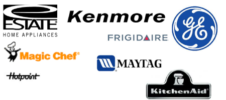 Image showing logos of the brands that Appliance Repair OKC is handling like GE, Kitchen Aid, Kenmore and Magic Chef